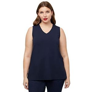 Ulla Popken Dames basic top met V-hals T-shirts, marineblauw, 58-60