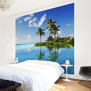 Apalis Vliesbehang tropisch paradijs fotobehang vierkant | vliesbehang wandbehang muurschildering foto 3D fotobehang voor slaapkamer woonkamer keuken | grootte: 336x336 cm, meerkleurig, 98462
