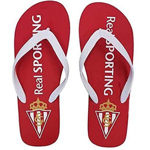 Real Sporting De Gijón Teenslippers, uniseks, voor volwassenen, rood, 33 EU, Rood