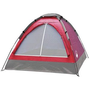 Wakeman 2-persoons tent, koepeltenten voor kamperen met draagtas buiten (kampeeruitrusting voor wandelen, backpacken en reizen) - rood, 6,25 x 4,80 x 3,50 '