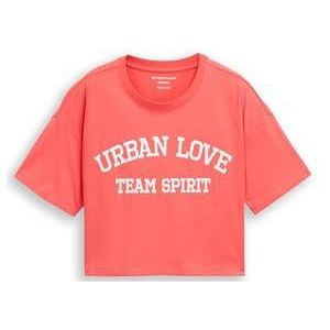 TOM TAILOR - Shirt - Pastelrood - Korte Pasvorm - Halve Mouw