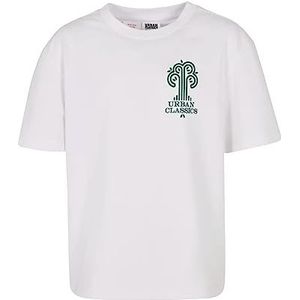 Urban Classics Jongens T-shirt Boys Organic Tree Logo Tee, Oversized Fit, Logo Print, verkrijgbaar in 2 verschillende kleuren, maat 110/116 tot 158/164, wit, 110/116 cm