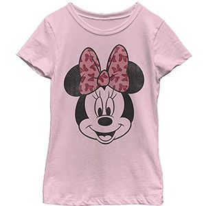 Disney Characters Modern Minnie Face Girl's Solid Crew Tee, Light Pink, X-Small, Rosa, XS