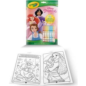 CRAYOLA - Disney Princess Activiteiten- & Kleurenalbum, 32 Kleurplaten en 7 Mini Wasbare Markers, 5807G