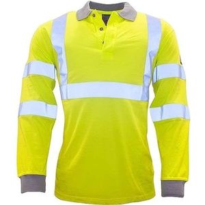 Portwest FR77 Vlamvertragend Antistatisch Hi-Vis Poloshirt met Lange Mouw, Geel, Normaal, Grootte M