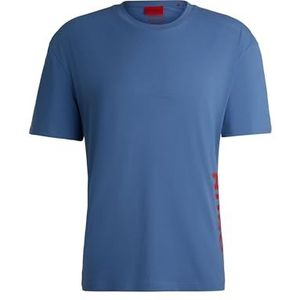 HUGO Heren T-shirt RN Relaxed katoenen jersey T-shirt met uv-bescherming SPF 50+, Blauw, S