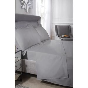 Emma Barclay 200 Thread Count Luxe Egyptisch Katoen Flat Sheet in Zilver - Tweepersoonsbed