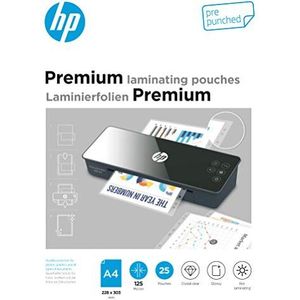 HP Premium lamineerfolie, DIN A4, met gaten, 125 micron, glanzend, voor warm lamineren, 25 stuks, 9122