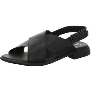 THINK! Dames KAMAA_3-000739 chroomvrij gelooide duurzame riempjes sandalen, 000 zwart, 43 EU, 0000 zwart., 43 EU