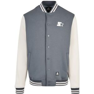 Starter Black Label Heren Starter College Fleece Jas, Zwaar metaal/Palewhite, S