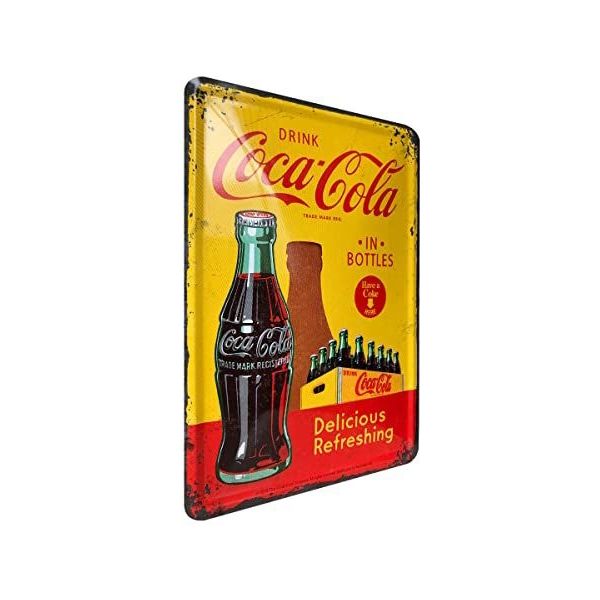  Nostalgic-Art Retro Blechschild, 20 x 30 cm, Coca-Cola –  Delicious Refreshing Green – Geschenk-Idee für Coke-Fans, aus Metall,  Vintage Design