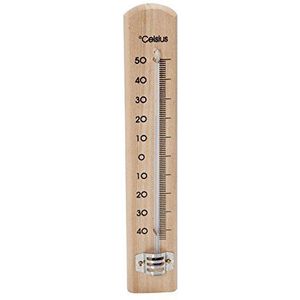 Greengeers 90434 Thermometer hout 19 cm, beige, 1 x 7 x 28 cm