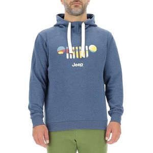 JEEP O102889-A099 J Heren Hoodie - Roosterpatroon Achtergrond Boor J23W Heren Blauw Melange M