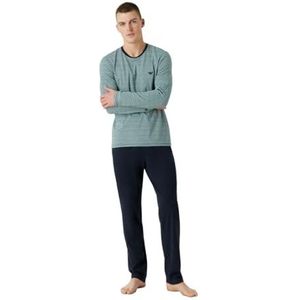 Emporio Armani Yarn Dyed Stripes pyjamaset voor heren, set van 2 stuks, Artic/Marine Stripe, S