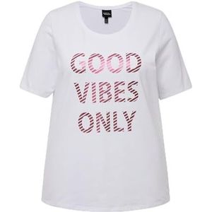 Ulla Popken, Dames, grote maten, T-shirt met cool vibes only, wit, 46/48 NL