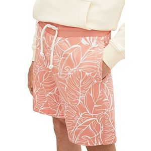 TOM TAILOR Denim Uomini Sweatbermuda met print 1031378, 29732 - Coral White Big Leaves Print, S