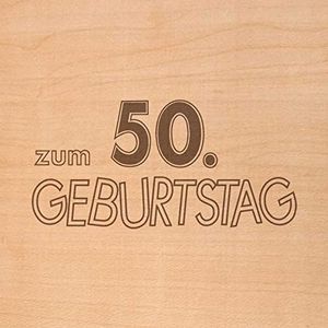Holzgrusskarten Originele wenskaart voor de 50e verjaardag - 100% Made in Austria, bestaat uit kersenhout - kaart voor verjaardag of verjaardag, verjaardagskaart, verjaardagscadeau enz.