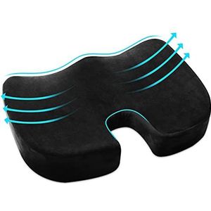 AOLESTAR Autostoelkussen, zitkussen voor bureaustoel: orthopedisch zitkussen, ergonomisch zitkussen voor autostoel, bank, kantoor, van traagschuim, werkt pijnverminderend en verhoogt zitcomfort