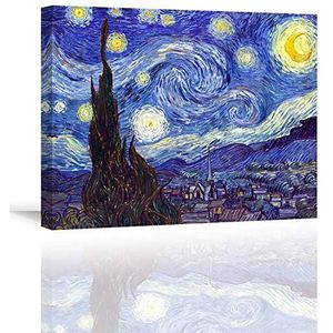 Piy Painting Starry Night by Van Gogh olieverfschilderij reproductie muurschilderingen abstracte landschapsfoto's en kunstdrukken op canvas woondecoratie voor slaapmat keuken 30 x 40 cm