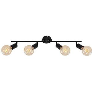 Briloner Leuchten Spotlamp, plafondspot 4-vlammig, retro/vintage, draaibare spotkop, 4x E27, max. 60W, metaal, zwart, 60 W