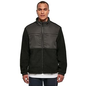 Urban Classics patched sherpa jas heren, zwart., 4XL