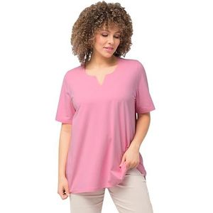 Ulla Popken, Dames grote maten, T-shirt, A-lijn, tuniekhals, halve mouwen, lichtroze, 46/48 NL