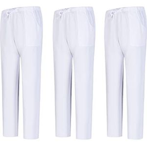 MISEMIYA - 3-delige set sanitaire broeken unisex - gezondheidsuniform medische uniformen werkbroek, wit 68, XXL