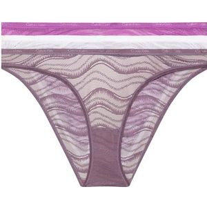 Calvin Klein Dames 3-pack bikini (laagbouw), Dahlia/Vintage Violet/Wit, XS, Dahlia/Vintage Violet/Wit, XS