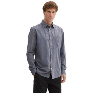 BE PART - Gestructureerd Overhemd - Knoop - Blauw - Katoen