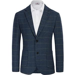 Britse tweed visgraat blazer van wolmix, sportjack, Blauw, M