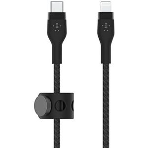 Belkin BoostCharge Pro Flex gevlochten USB Type C/Lightning-kabel (3m), MFi-gecertificeerde 20 W PD Power Delivery-snellaadkabel voor iPhone 14/14 Plus, 13, 12, Pro/Max, mini, SE, iPad en meer – Zwart