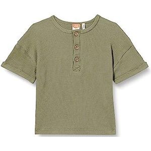 Koton Babyboys Button Detail Short Sleeve Crew Neck Ribbed Cotton T-Shirt, kaki (894), 6-9 Maanden