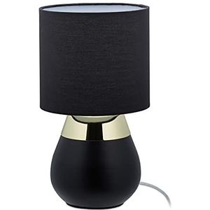 Relaxdays nachtlamp touch, E14-fitting, indirecte verlichting, ovale lamp met lampenkap, HxD: 32 x 18 cm, zwart