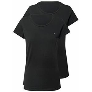 Replay Dames set van 2 T-shirts korte mouwen met ronde hals, zwart (Black 020), M, 020 zwart/zwart, M