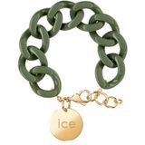 ICE - Jewellery - Chain bracelet - Khaki - Gold - Kaki XL mesh armband voor vrouwen met gouden medaille (020923)