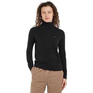 Tommy Hilfiger Dames CO Jersey Stitch ROLL-NK SWT WW0WW43211 Trui, zwart, XXS, Zwart (zwart), XXS