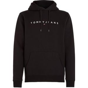 Tommy Jeans TJM Reg Linear Logo Hoodie Ext, Zwart, 5XL grote maten tall