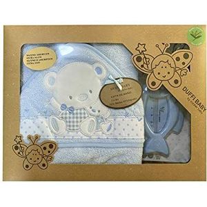 Duffi Baby 0931-12 badhanddoek, geborduurd, 100 x 100 cm, thermometer, blauw, kinderen