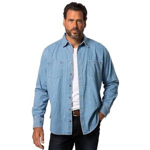 JP 1880 Heren grote maten grote maten Menswear L-8XL jeanshemd, lange mouwen, kentkraag, moderne pasvorm, tot 8 XL 822885, lichtblauw, 3XL