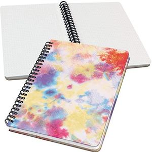 SIGEL JN608 notitieboek met spiraalbinding, basic, 16,2 x 21,5 cm, gestippeld, hardcover, batik-motief, geel/oranje/roze/blauw - mooi
