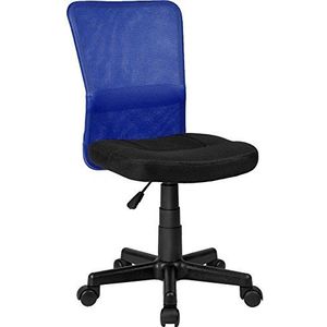 BAKAJI bureaustoel, draaibaar, van stof, stof, in hoogte verstelbaar, met wieltjes (zwart blauw)