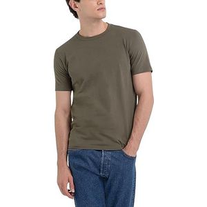 Replay Heren T-shirt korte mouwen ronde hals basic, groen (Dark Olive 928), XL, Dark Olive 928, XL