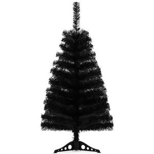 3ft zwarte kunstmatige kerstboom, tafelblad kerstboom met PVC standaard basis voor Kerstmis Halloween Home Office Vakantie Decoratie
