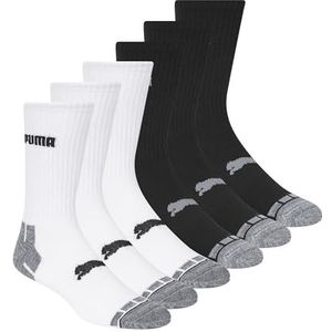 PUMA heren 6 Pack Crew Sokken, Wit/Zwart/Grijs, 10-13