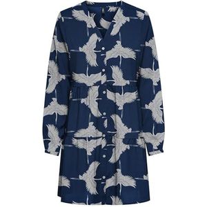 ONLY Onlnova Life Elite L/S Thea Button Dress, diepblauw, S dames, Diepblauw, S