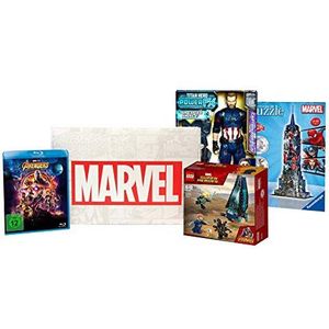 Marvel Avengers Box met fanartikelen van LEGO, Hasbro, Ravensburger en Avengers: Infinity War Blu-ray, gelimiteerde editie