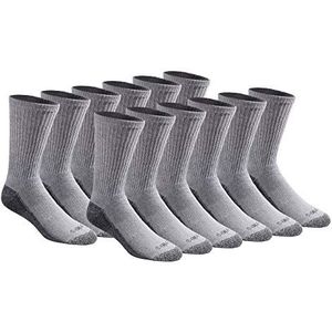 Dickies Multi-Pack Dri-Tech Moisture Control Crew Sokken voor heren, verpakking van 12 stuks, Grijs (12 paar), 46-49 EU