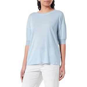 Geox Airi Blue with Lurex, T-shirt voor dames, korte mouwen, maat XS, Blauw (Ariri Blue Met Lurex), XS