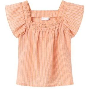 NAME IT Meisjes Nkfjunica korte top korte mouwen blouse, oranje, 116 cm