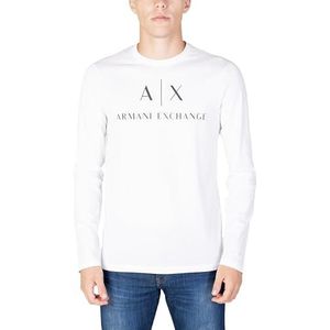 Armani Exchange A|X T-shirt met lange mouwen voor heren, ronde hals, wit, groot